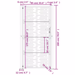 vidaXL Garden Gate Driveway Gate Fence Gate Fence Corten Steel Square Design - 105 x 180 cm