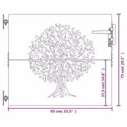 vidaXL Garden Gate Fence Gate Fence Panel 85x175 cm Corten Steel Tree Design - 85 x 75 cm