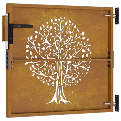 vidaXL Garden Gate Fence Gate Fence Panel 85x175 cm Corten Steel Tree Design - 85 x 75 cm - Additional view 4