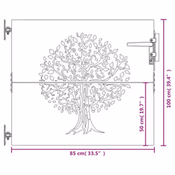 vidaXL Garden Gate Fence Gate Fence Panel 85x175 cm Corten Steel Tree Design - 85 x 100 cm