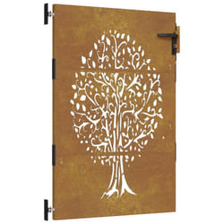 vidaXL Garden Gate Fence Gate Fence Panel 85x175 cm Corten Steel Tree Design - 85 x 150 cm