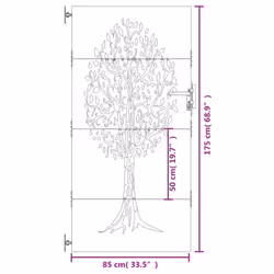 vidaXL Garden Gate Fence Gate Fence Panel 85x175 cm Corten Steel Tree Design - 85 x 175 cm - Additional view 2