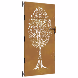 vidaXL Garden Gate Fence Gate Fence Panel 85x175 cm Corten Steel Tree Design - 85 x 175 cm - Additional view 9