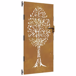 vidaXL Garden Gate Fence Gate Fence Panel 85x175 cm Corten Steel Tree Design - 85 x 200 cm
