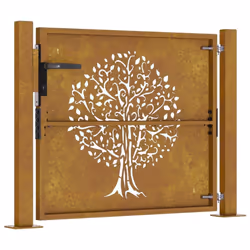 vidaXL Garden Gate Fence Gate Fence Panel 105x80 cm Corten Steel Tree Design - 105 x 80 cm - Additional view 5