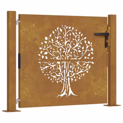 vidaXL Garden Gate Fence Gate Fence Panel 105x80 cm Corten Steel Tree Design - 105 x 105 cm