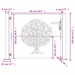 vidaXL Garden Gate Fence Gate Fence Panel 105x80 cm Corten Steel Tree Design - 105 x 105 cm