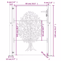vidaXL Garden Gate Fence Gate Fence Panel 105x80 cm Corten Steel Tree Design - 105 x 130 cm - Additional view 10