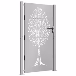 vidaXL Garden Gate Fence Gate Fence Panel 105x180 cm Corten Steel Tree Design - Additional view 2