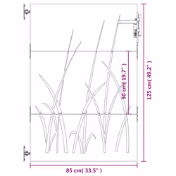 vidaXL Garden Gate Fence Gate Fence Panel 85x150 cm Corten Steel Grass Design - 85 x 125 cm