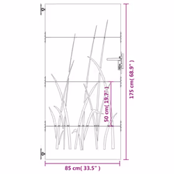 vidaXL Garden Gate Fence Gate Fence Panel 85x175 cm Corten Steel Grass Design - Additional view 3