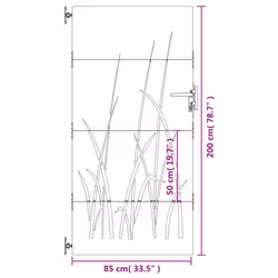 vidaXL Garden Gate Fence Gate Fence Panel 85x150 cm Corten Steel Grass Design - 85 x 200 cm