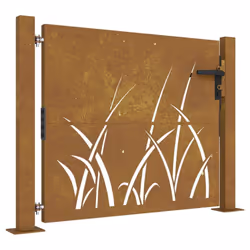 vidaXL Garden Gate Fence Gate Fence Panel 105x180 cm Corten Steel Grass Design - 105 x 80 cm