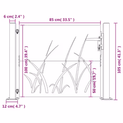 vidaXL Garden Gate Fence Gate Fence Panel 105x180 cm Corten Steel Grass Design - 105 x 105 cm - Additional view 3
