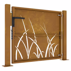 vidaXL Garden Gate Fence Gate Fence Panel 105x180 cm Corten Steel Grass Design - 105 x 105 cm - Additional view 5