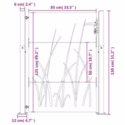 vidaXL Garden Gate Fence Gate Fence Panel 105x180 cm Corten Steel Grass Design - 105 x 130 cm - Additional view 3