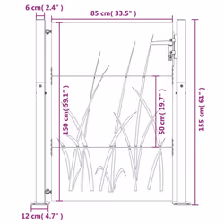 vidaXL Garden Gate Fence Gate Fence Panel 105x180 cm Corten Steel Grass Design - 105 x 155 cm - Additional view 2