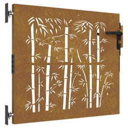 vidaXL Garden Gate Fence Gate Fence Panel 85x200 cm Corten Steel Bamboo Design - 85 x 75 cm