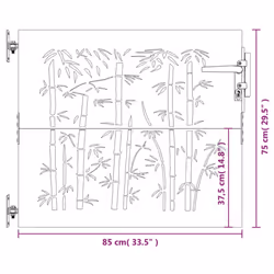 vidaXL Garden Gate Fence Gate Fence Panel 85x200 cm Corten Steel Bamboo Design - 85 x 75 cm