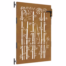 vidaXL Garden Gate Fence Gate Fence Panel 85x200 cm Corten Steel Bamboo Design - 85 x 125 cm