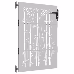 vidaXL Garden Gate Fence Gate Fence Panel 85x200 cm Corten Steel Bamboo Design - 85 x 125 cm