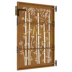 vidaXL Garden Gate Fence Gate Fence Panel 85x200 cm Corten Steel Bamboo Design - 85 x 125 cm - Additional view 5
