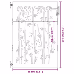 vidaXL Garden Gate Fence Gate Fence Panel 85x200 cm Corten Steel Bamboo Design - 85 x 150 cm