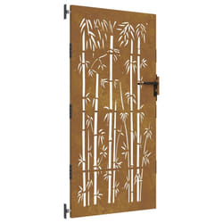 vidaXL Garden Gate Fence Gate Fence Panel 85x200 cm Corten Steel Bamboo Design - 85 x 175 cm