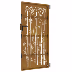 vidaXL Garden Gate Fence Gate Fence Panel 85x200 cm Corten Steel Bamboo Design - 85 x 175 cm - Additional view 4