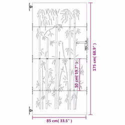vidaXL Garden Gate Fence Gate Fence Panel 85x200 cm Corten Steel Bamboo Design - 85 x 175 cm - Additional view 8