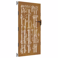 vidaXL Garden Gate Fence Gate Fence Panel 85x200 cm Corten Steel Bamboo Design - 85 x 175 cm - Additional view 9