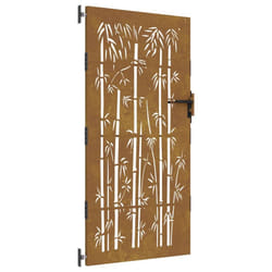 vidaXL Garden Gate Fence Gate Fence Panel 85x200 cm Corten Steel Bamboo Design - 85 x 200 cm