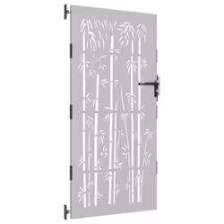 vidaXL Garden Gate Fence Gate Fence Panel 85x200 cm Corten Steel Bamboo Design - 85 x 200 cm