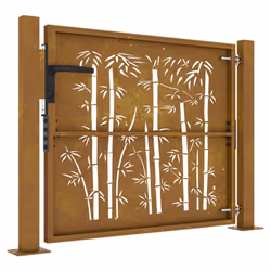 vidaXL Garden Gate Fence Gate Fencing 105x155 cm Corten Steel Bamboo Design - 105 x 80 cm - Additional view 5
