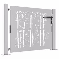 vidaXL Garden Gate Fence Gate Fencing 105x155 cm Corten Steel Bamboo Design - 105 x 105 cm - Additional view 2
