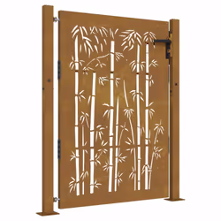 vidaXL Garden Gate Fence Gate Fencing 105x155 cm Corten Steel Bamboo Design - 105 x 130 cm - Additional view 10