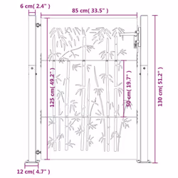 vidaXL Garden Gate Fence Gate Fencing 105x155 cm Corten Steel Bamboo Design - 105 x 130 cm - Additional view 2