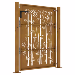 vidaXL Garden Gate Fence Gate Fencing 105x155 cm Corten Steel Bamboo Design - 105 x 130 cm - Additional view 4