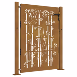 vidaXL Garden Gate Fence Gate Fencing 105x155 cm Corten Steel Bamboo Design - 105 x 155 cm - Additional view 10