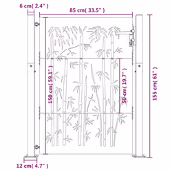 vidaXL Garden Gate Fence Gate Fencing 105x155 cm Corten Steel Bamboo Design - 105 x 155 cm - Additional view 2