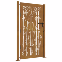 vidaXL Garden Gate Fence Gate Fencing 105x155 cm Corten Steel Bamboo Design - 105 x 205 cm - Additional view 10