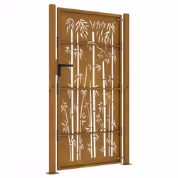 vidaXL Garden Gate Fence Gate Fencing 105x155 cm Corten Steel Bamboo Design - 105 x 205 cm - Additional view 4