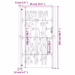 vidaXL Garden Gate Fence Gate Fencing 105x155 cm Corten Steel Bamboo Design - 105 x 205 cm - Additional view 9