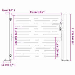 vidaXL Garden Gate Fence Gate Fencing 105x180 cm Corten Steel Square Design - 105 x 105 cm - Additional view 2