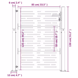 vidaXL Garden Gate Fence Gate Fencing 105x180 cm Corten Steel Square Design - 105 x 130 cm - Additional view 3