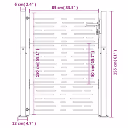 vidaXL Garden Gate Fence Gate Fencing 105x180 cm Corten Steel Square Design - 105 x 155 cm - Additional view 2