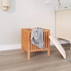 vidaXL Solid Wood Walnut Bathroom Stool 40.5x40x52 cm Shower Stool Laundry Bin