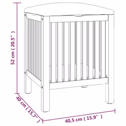 vidaXL Solid Wood Walnut Bathroom Stool 40.5x40x52 cm Shower Stool Laundry Bin - Additional view 7