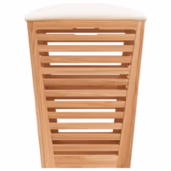 vidaXL Solid Wood Walnut Bathroom Stool 40.5x40.5x56 cm Stool Laundry Bin - Additional view 4