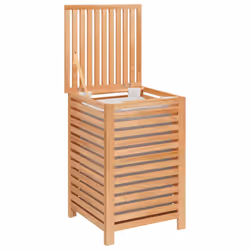 vidaXL Laundry Basket 45x45x65 cm Solid Wood Walnut Wooden Washing Bin Basket - Additional view 2